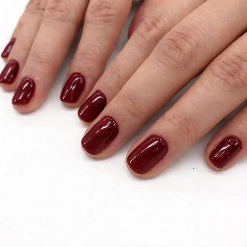 Faux ongles press on nails rouges et bordeaux réutilisables, manucure élégante PopNails