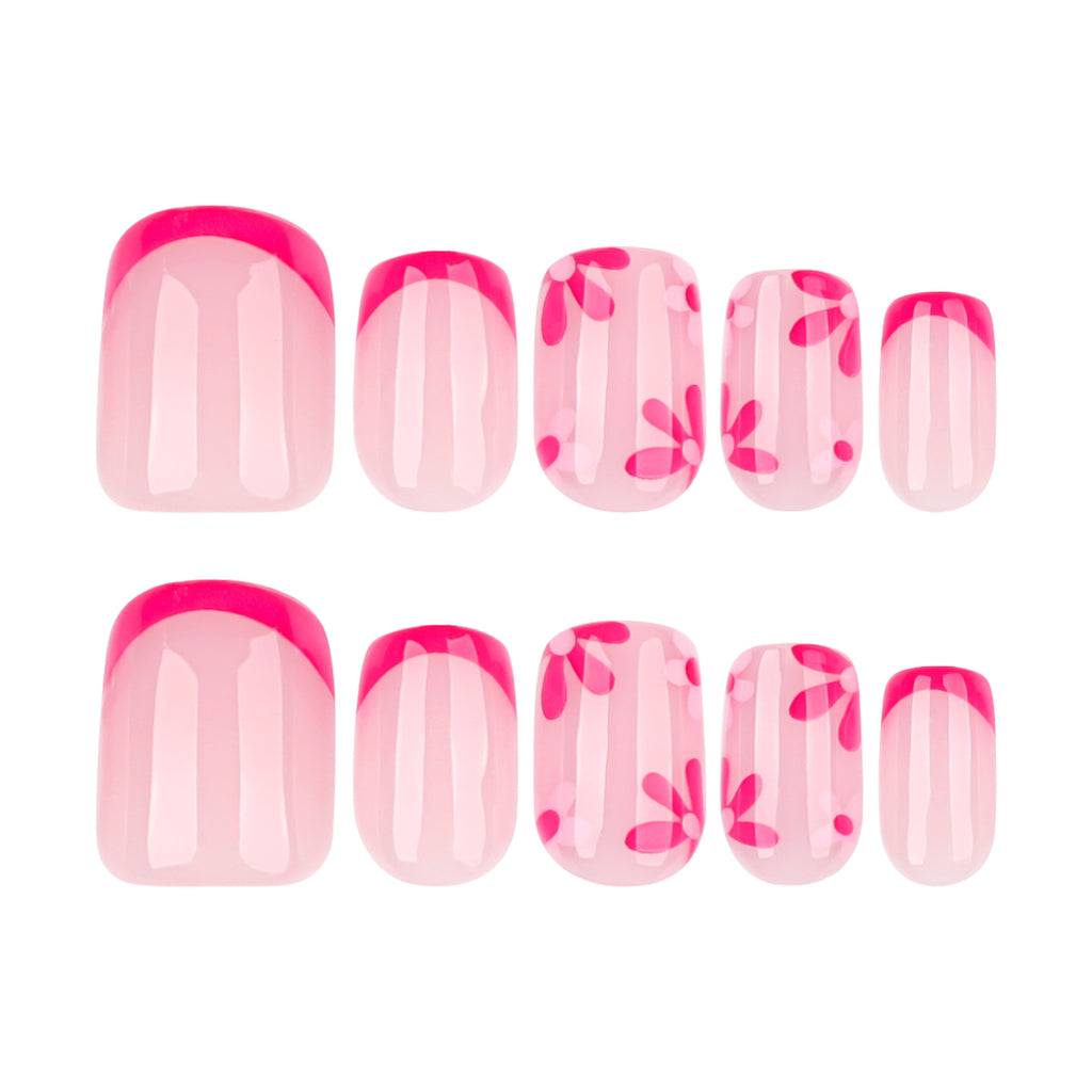 faux ongles courts roses french manucure rose fleurs sur ongles printemps popnails