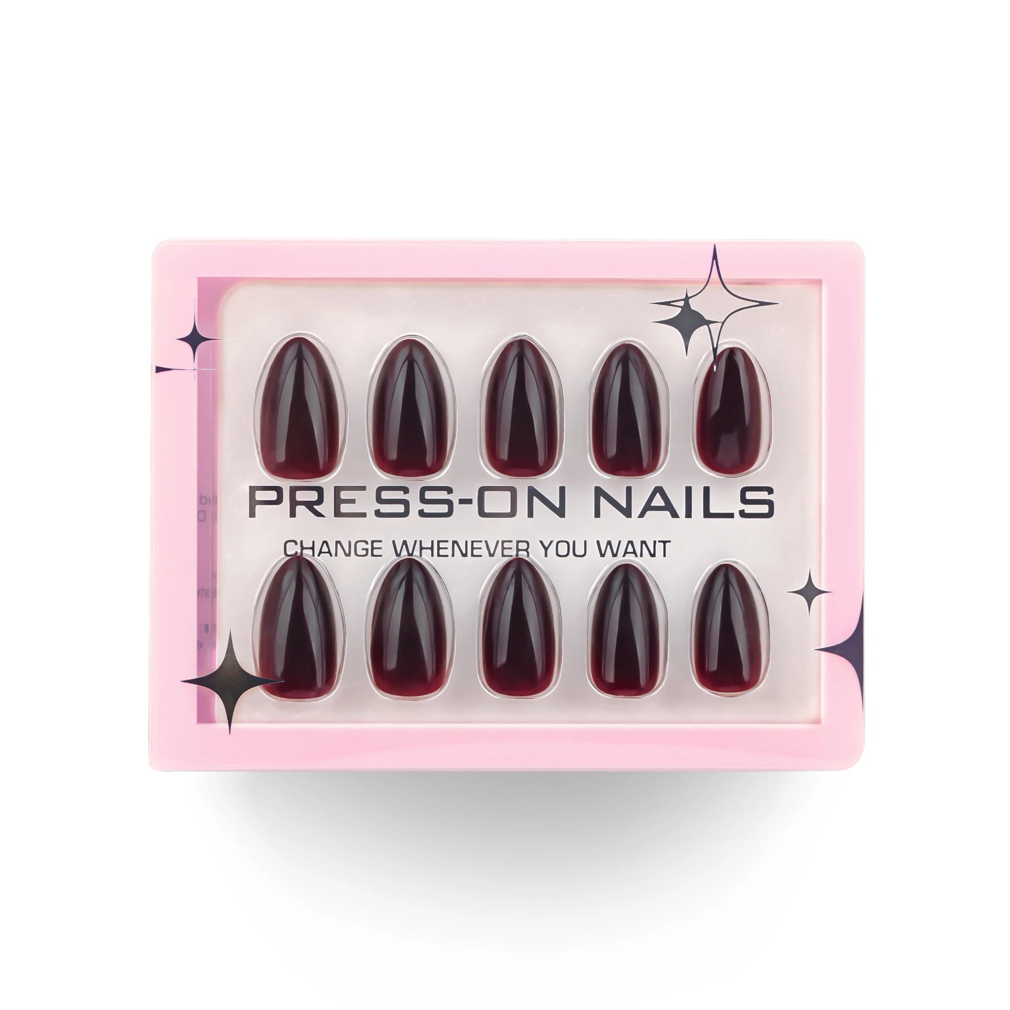 Dropshiping 30 Pcs Minimalist Spicy Girl Dark Red Gradient Almond Nail Pieces Acrylic Press on Nails Customize False Nails GD35