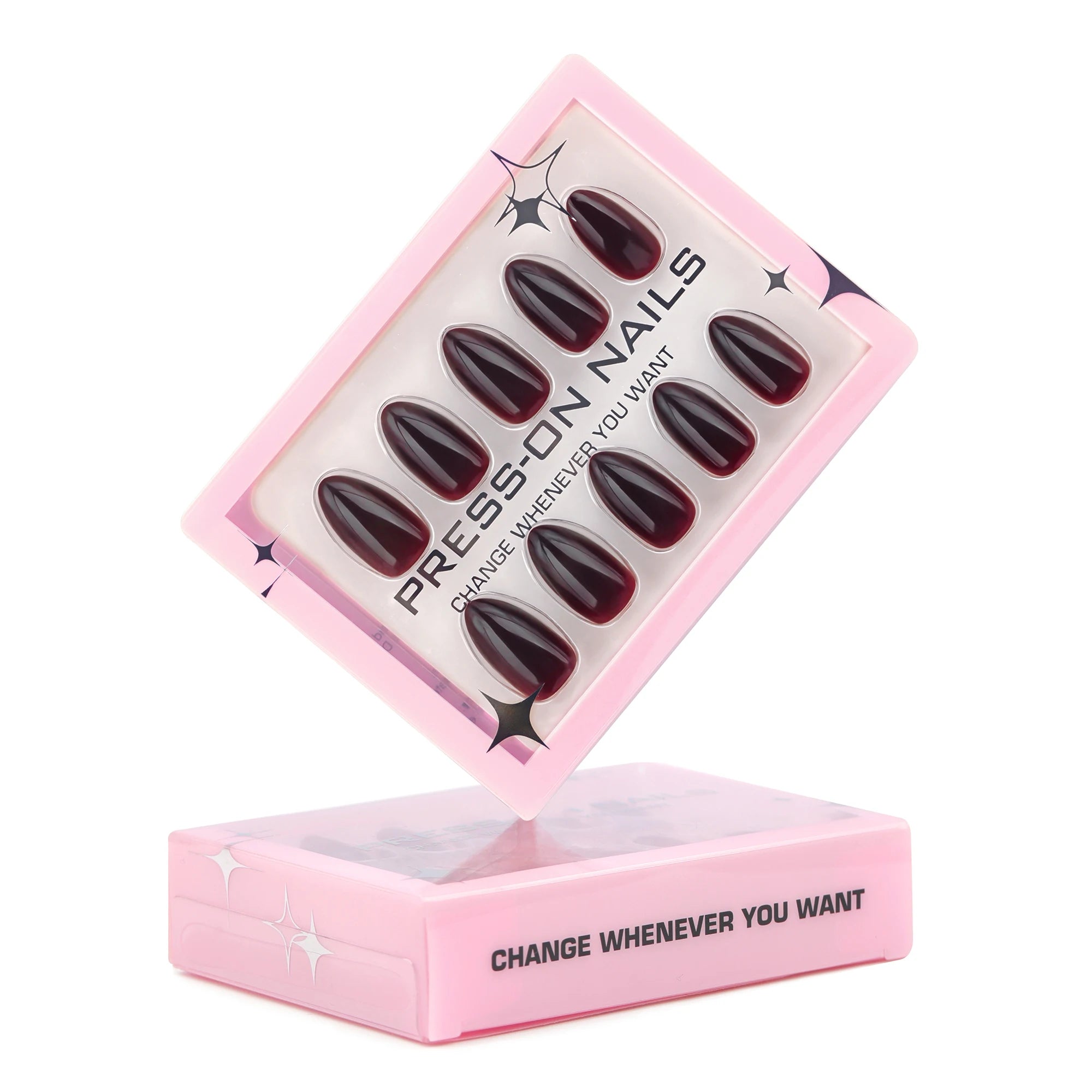 Dropshiping 30 Pcs Minimalist Spicy Girl Dark Red Gradient Almond Nail Pieces Acrylic Press on Nails Customize False Nails GD35
