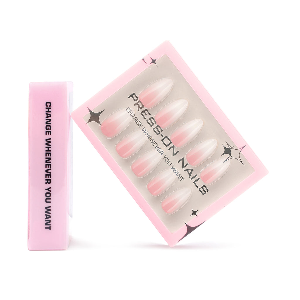 faux ongles press on nails baby boomer nude rose ongles amande manucure naturelle degradé réutilisable sans uv