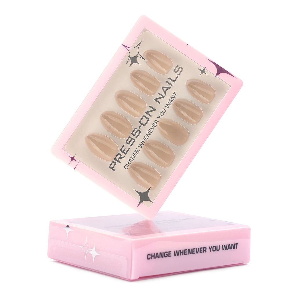 faux ongles press on nails nude caramel ongles en amande courts manucure naturelle réutilisable