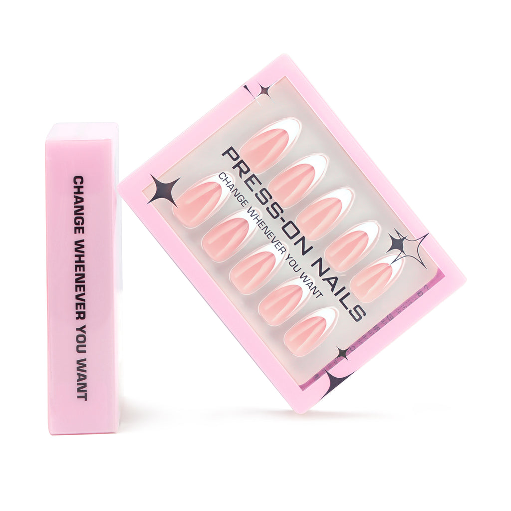 faux ongles press on nails french nude pêche ongles courts manucure naturelle effet salon réutilisable chic