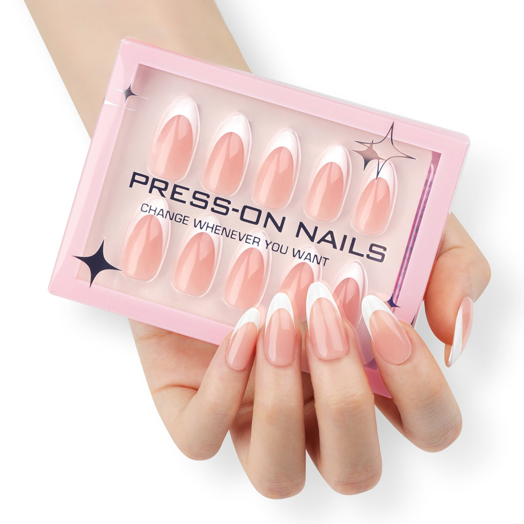 faux ongles press on nails french nude pêche ongles courts manucure naturelle effet salon réutilisable chic