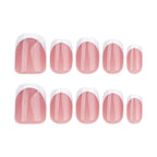 faux ongles press on nails french manucure rose élégante ongles courts carre arrondi squoval effet naturel chic réutilisable