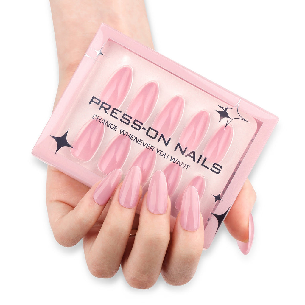 faux ongles press on nails rose nude brillant ongles courts effet naturel manucure élégante réutilisable