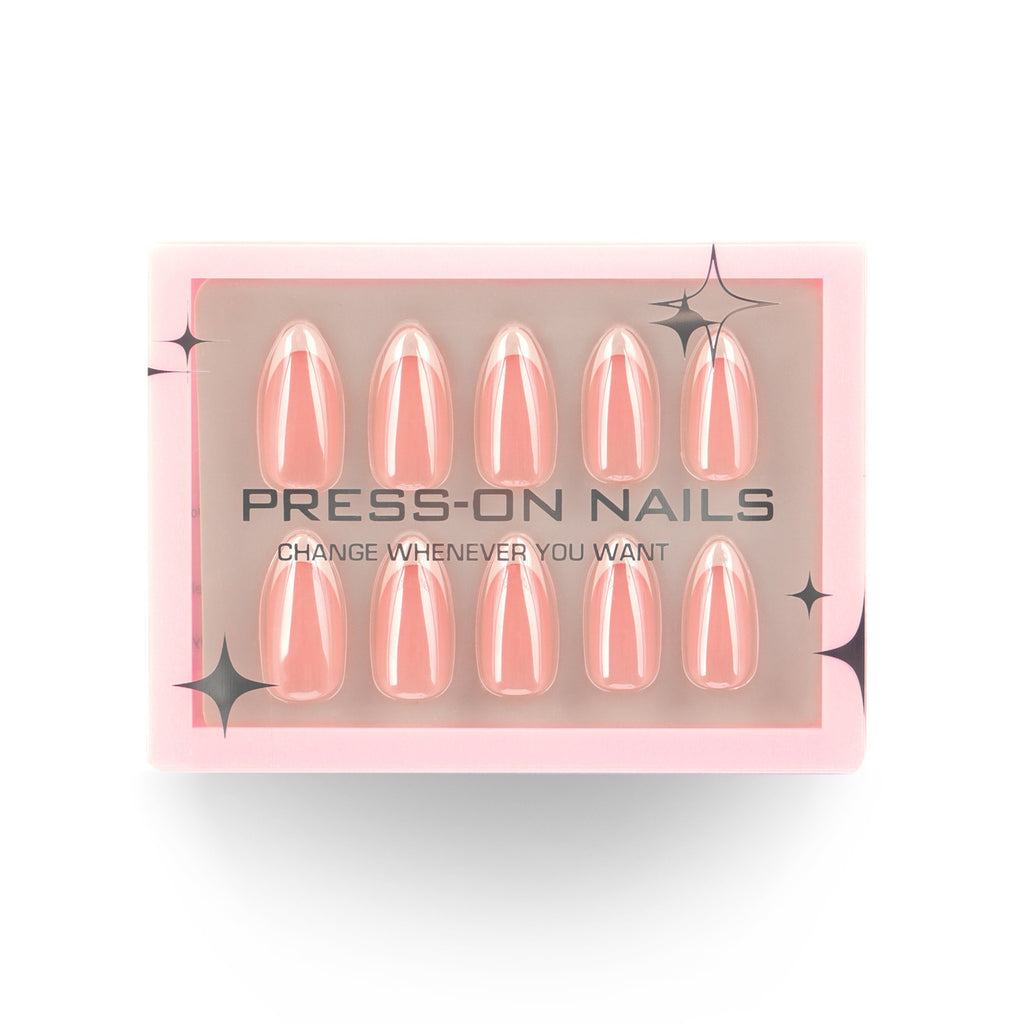 faux ongles press on nails french rose peche ivoire brillant effet naturel manucure nude chic reutilisable sans uv
