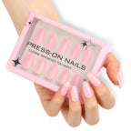 faux ongles press-on rose clair sur ongles courts effet naturel manucure rapide réutilisable
