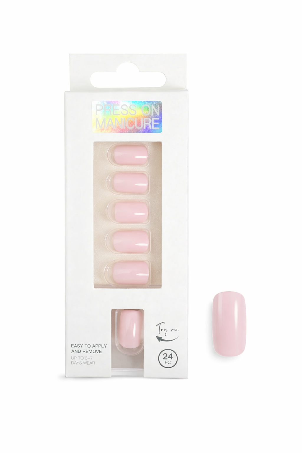 faux ongles press-on rose clair sur ongles courts effet naturel manucure rapide réutilisable