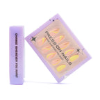 faux ongles jaune pastel nail art swirl paillettes manucure printemps popnails