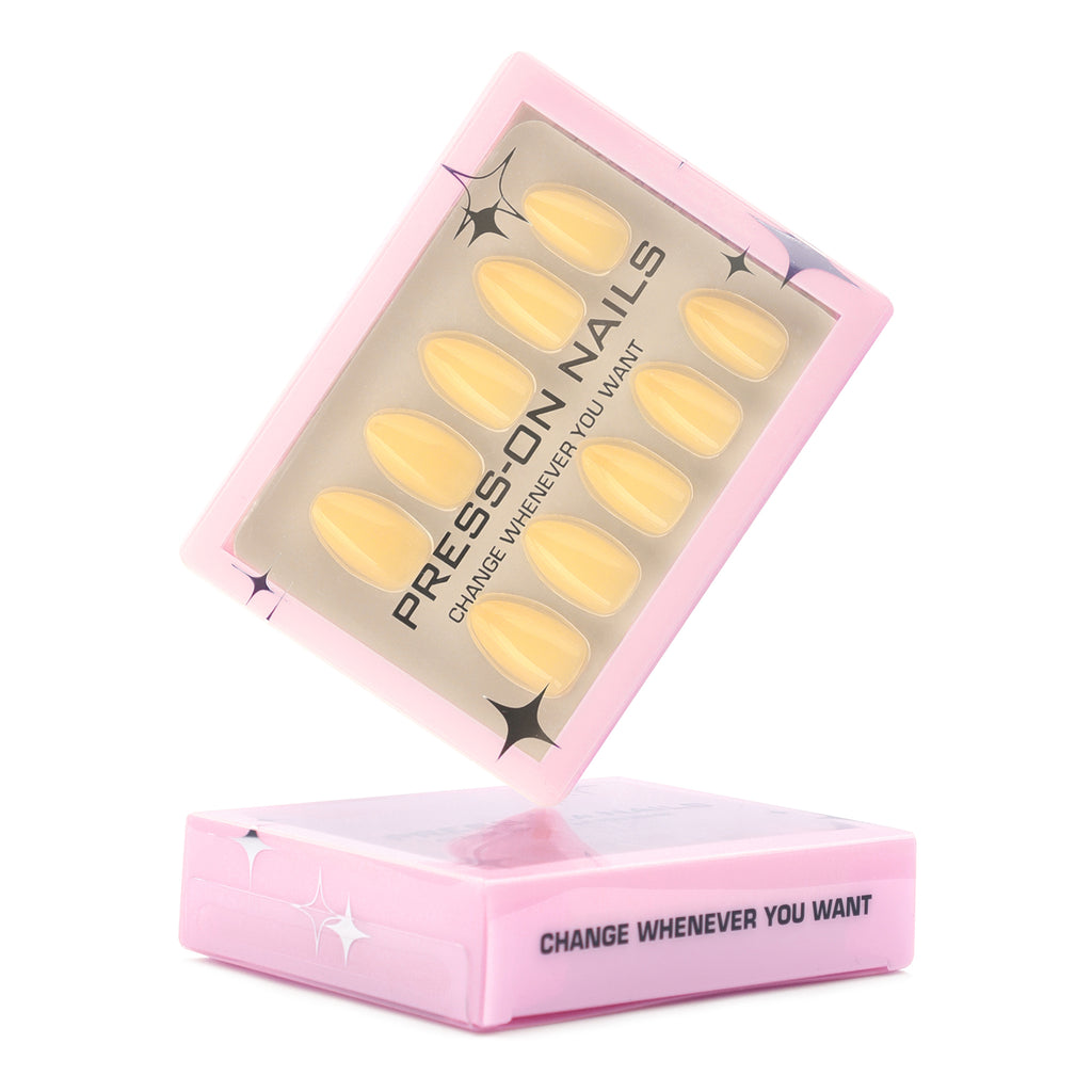 manucure jaune pastel faux ongles printemps popnails