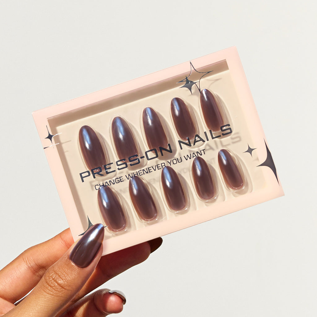 faux ongles marron chocolat manucure marron elegante popnails