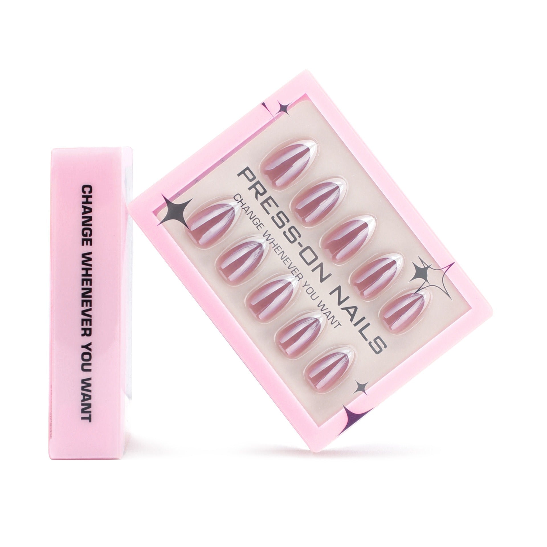 faux ongles press on nails french manucure rose mauve brillant manucure naturelle élégante réutilisable sans uv pose rapide effet salon