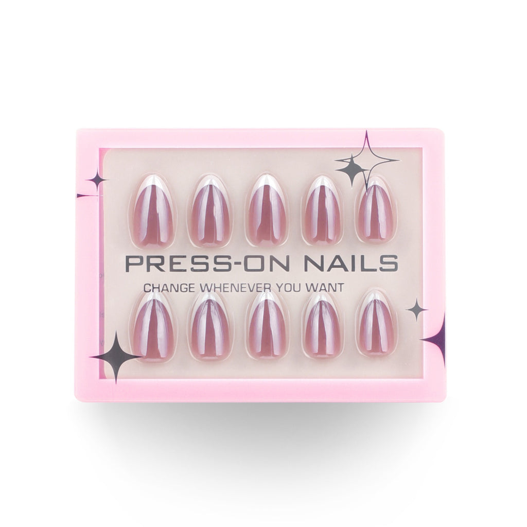 faux ongles press on nails french manucure rose mauve brillant manucure naturelle élégante réutilisable sans uv pose rapide effet salon