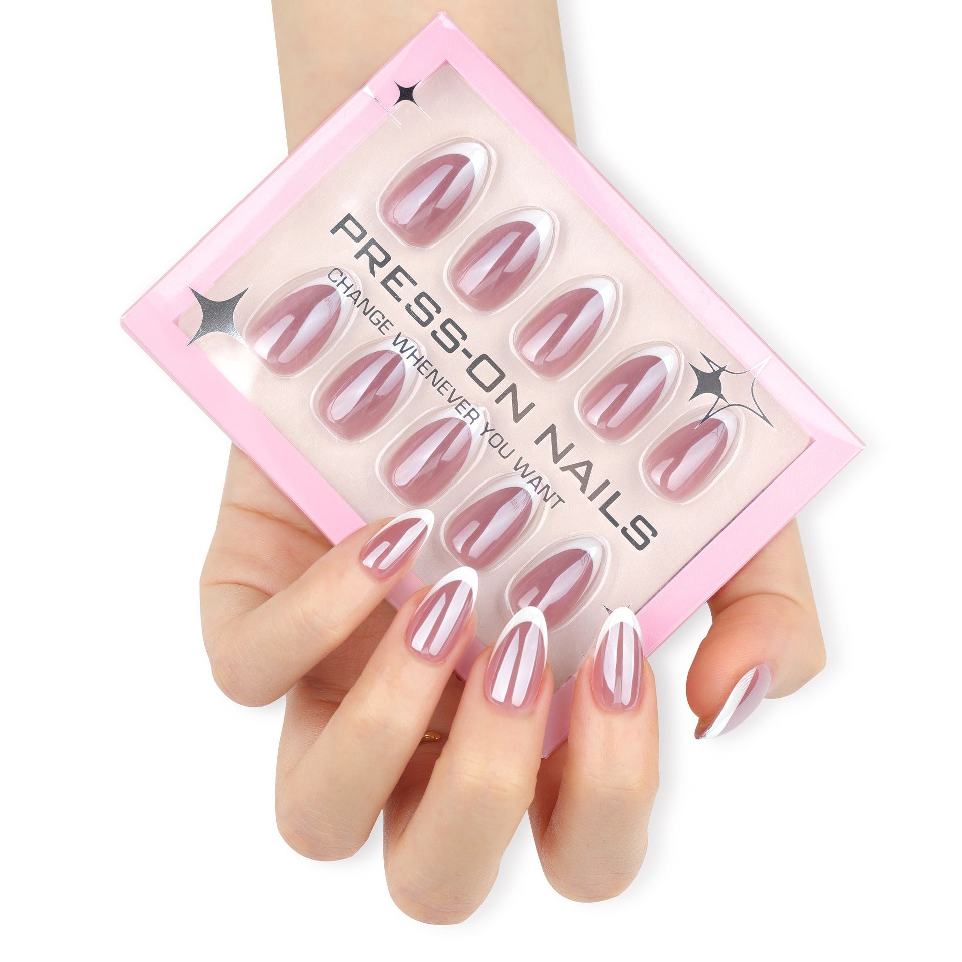 faux ongles press on nails french manucure rose mauve brillant manucure naturelle élégante réutilisable sans uv pose rapide effet salon