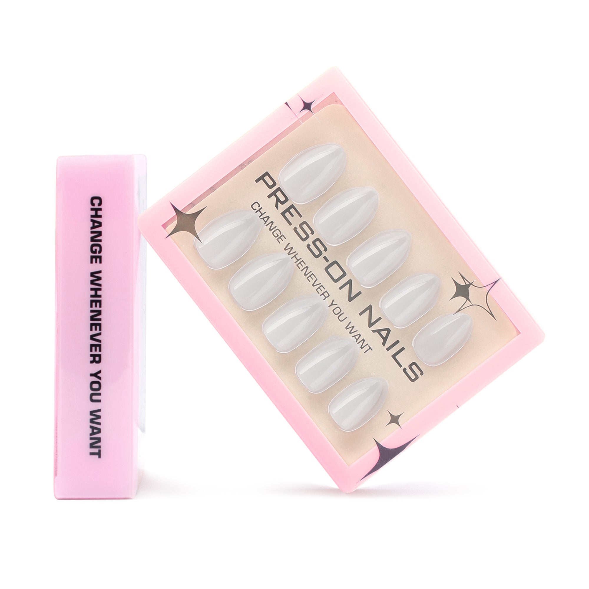 faux ongles press on nails blanc laiteux ongles amande manucure naturelle clean girl réutilisable sans UV