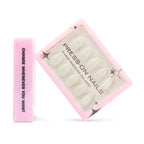 Press on nails blanc laiteux forme ongles amande courts manucure naturelle effet clean nails