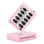 faux ongles press on nails noir laqué ongles amande courts manucure chic élégante effet salon réutilisable