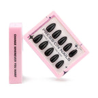 faux ongles press on nails noir laqué ongles amande courts manucure chic élégante effet salon réutilisable