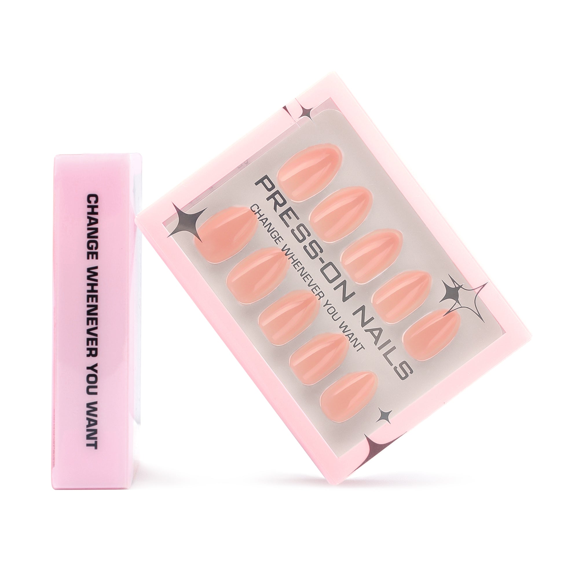 faux ongles press on nails nude peche ongles amande manucure naturelle chic réutilisable sans UV