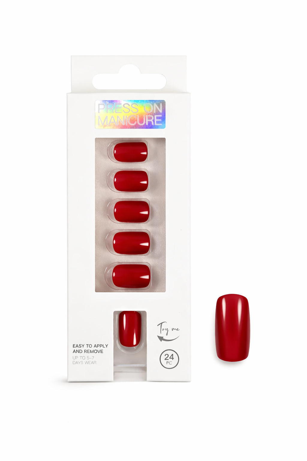 faux ongles press-on rouge classique ongles courts effet laqué manucure rapide réutilisable