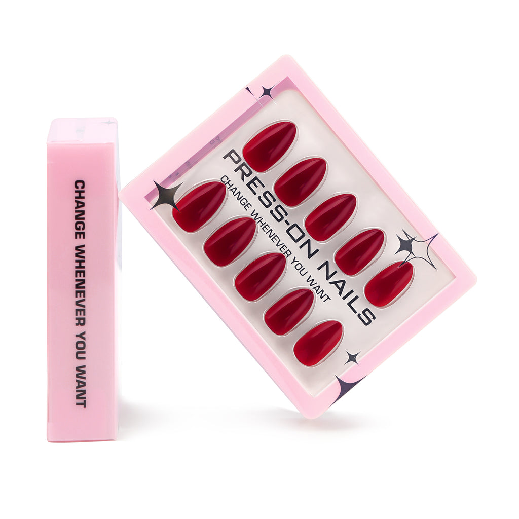 faux ongles press on nails rouge glamour ongles courts effet laqué manucure élégante réutilisable