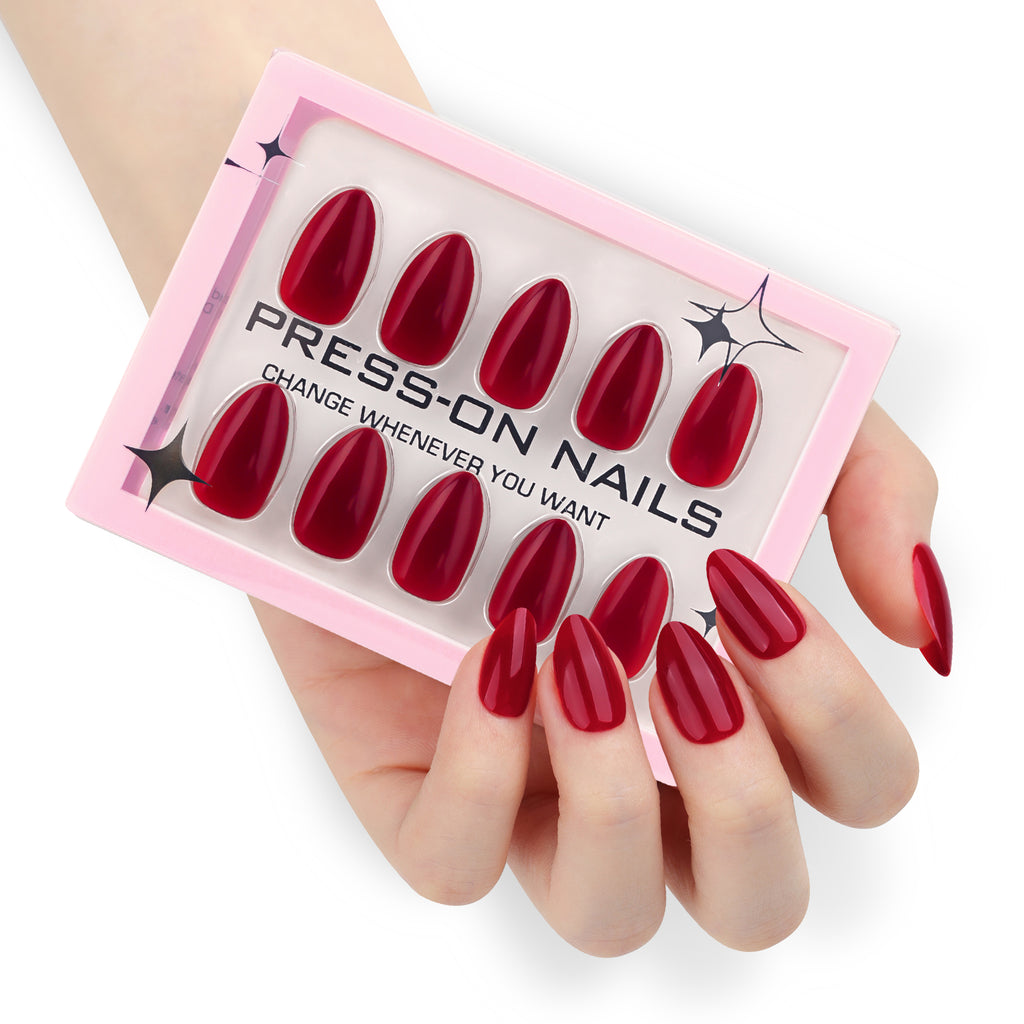 faux ongles press on nails rouge glamour ongles courts effet laqué manucure élégante réutilisable