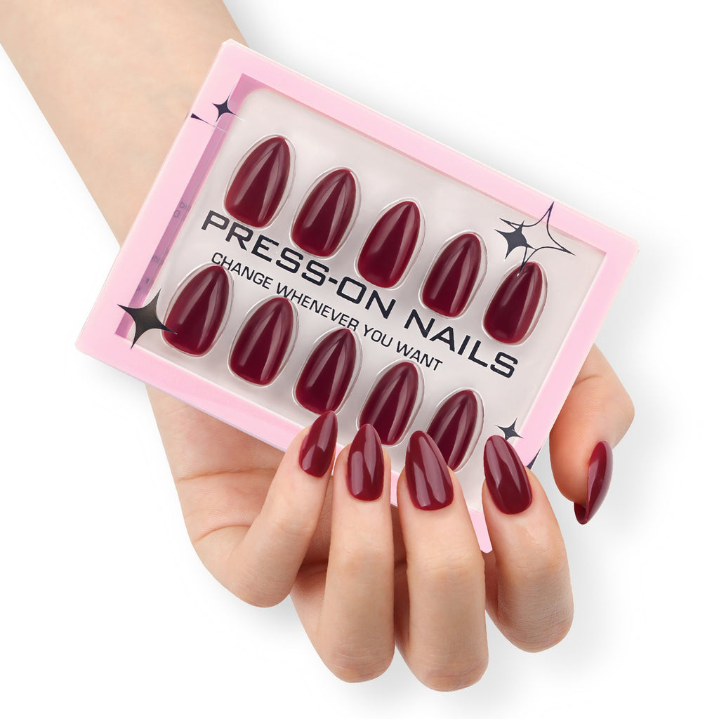 faux ongles press on rouge classique ongles courts effet laqué manucure rapide réutilisable