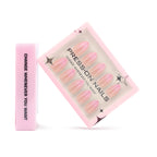 faux ongles press on nails rose nude pailleté ongles amande manucure soiree glam elegante reutilisable sans UV