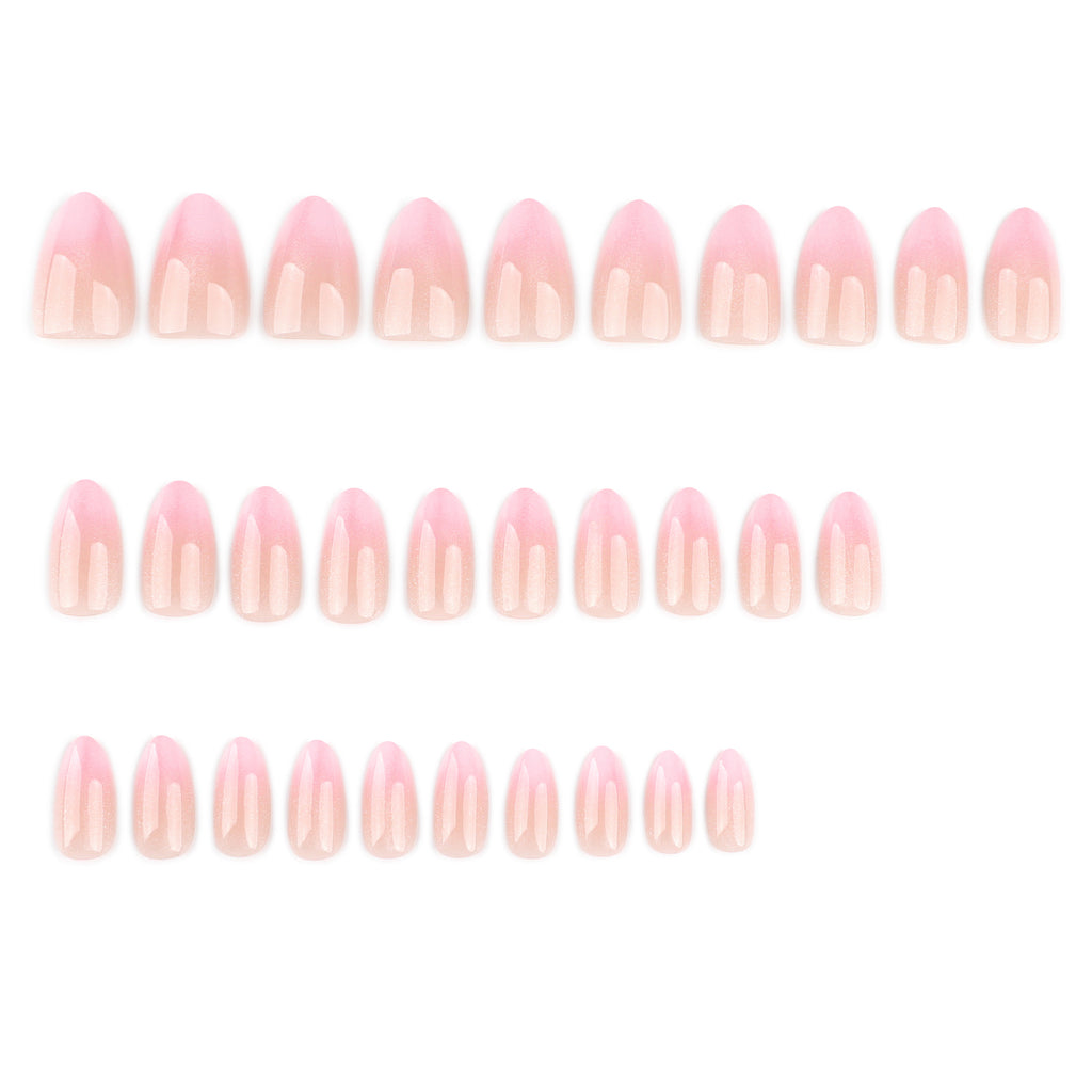 faux ongles press on nails rose nude pailleté ongles amande manucure soiree glam elegante reutilisable sans UV