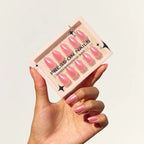 faux ongles press on nails rose blush nacré ongles amande manucure chic lumineuse tendance printemps réutilisable sans UV