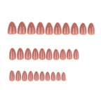 faux ongles press on nails terracotta brillant ongles amande manucure nude chaude effet laqué réutilisable