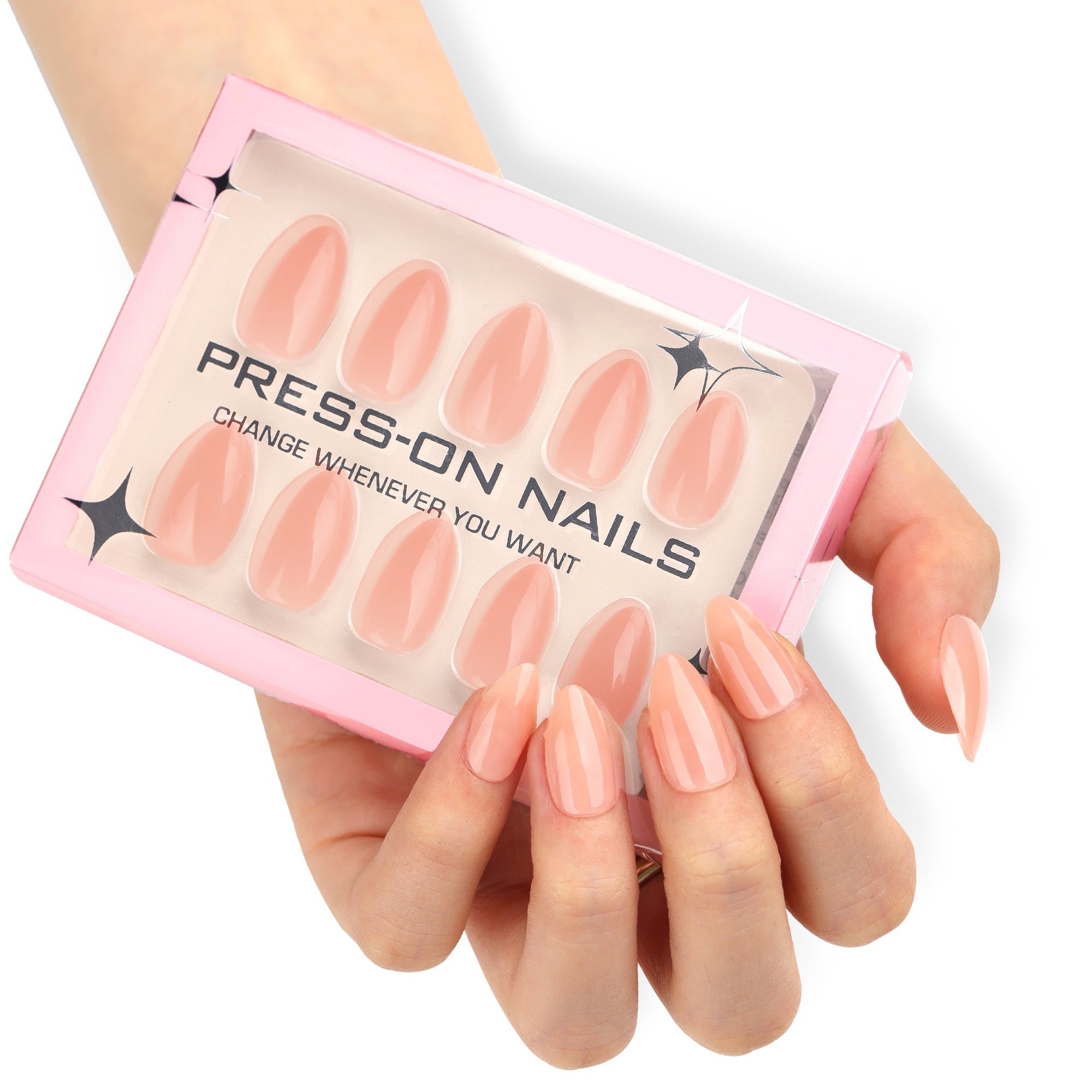 faux ongles press on nails nude peche ongles amande manucure naturelle chic réutilisable sans UV