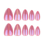faux ongles press on nails rose nacré chrome ongles amande manucure glamour réutilisable sans UV