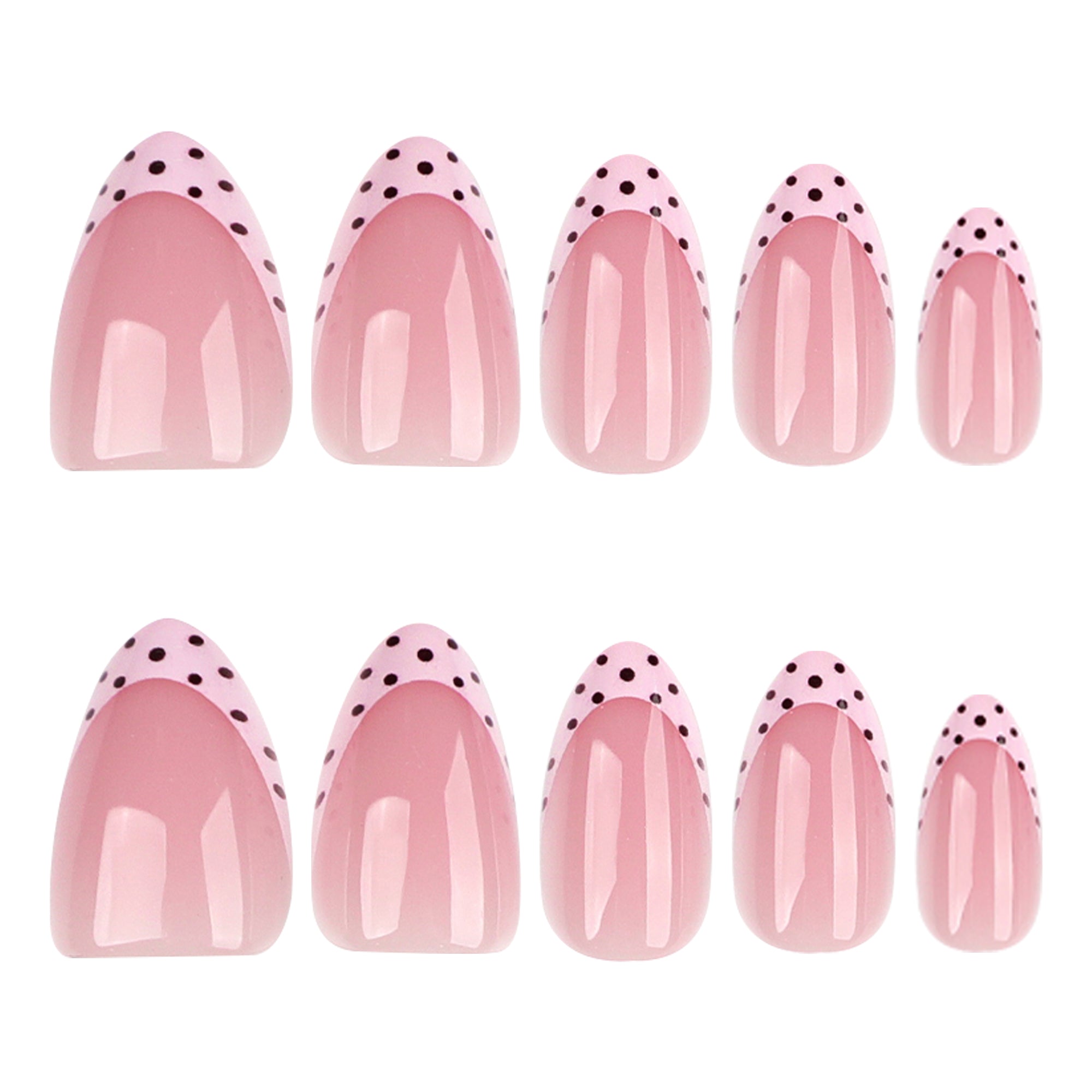 ongles amande babyboomer rose manucure elegante pois