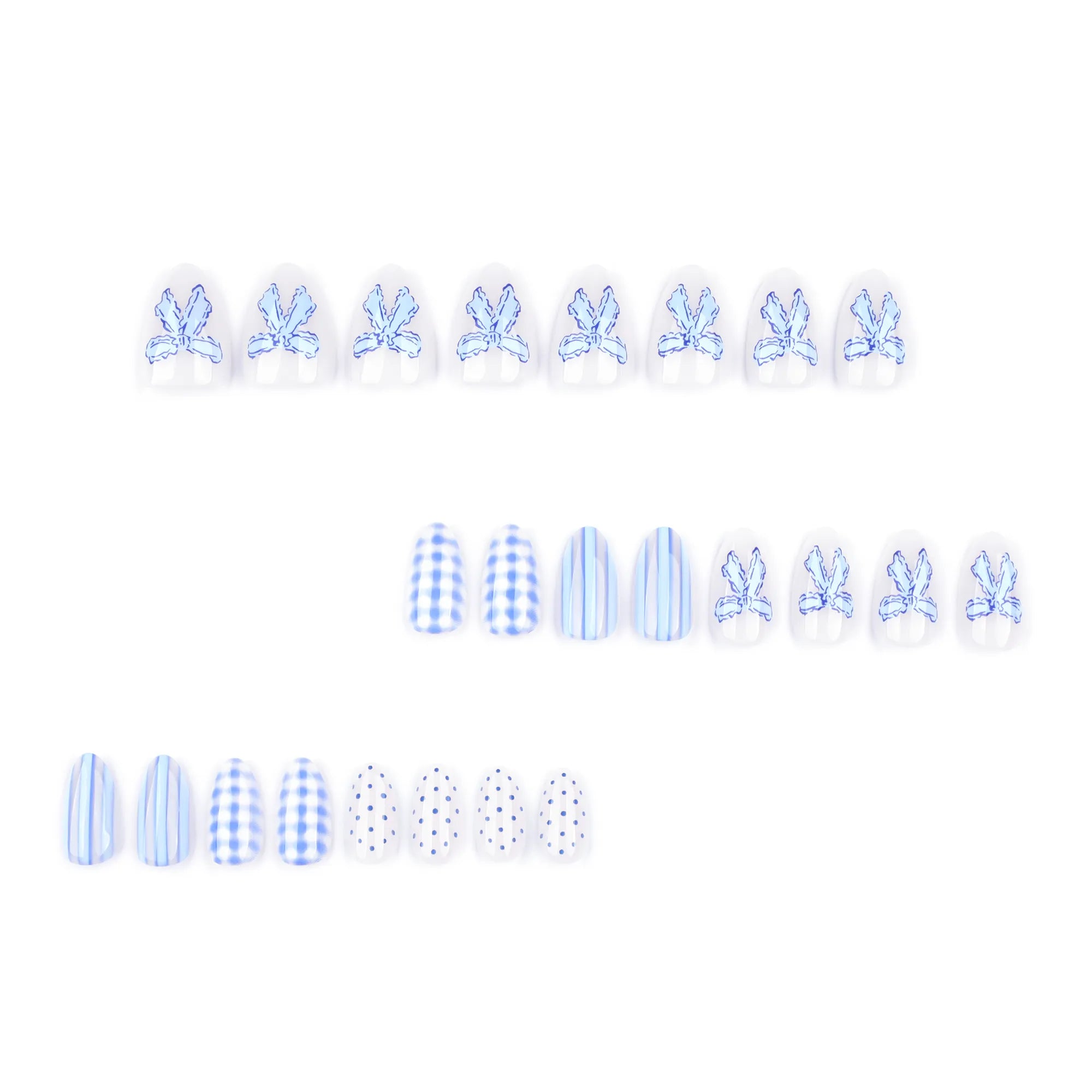 faux ongles press on nails bleu ciel blanc chic