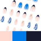 faux ongles amande bleu cobalt effet ombre argent