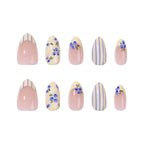 press on nails bleu mediterraneen jaune citron