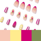 ongles ete fruites fraise citron rayures roses