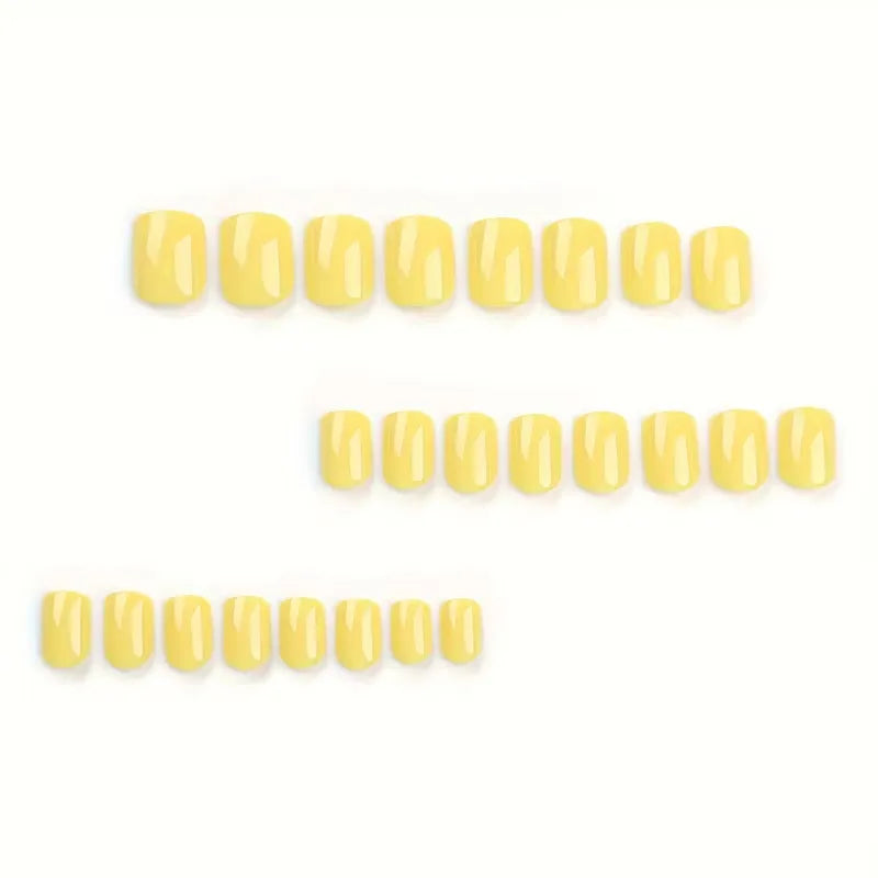 faux ongles courts jaune lumineux press on nails