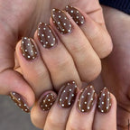 faux ongles marron chocolat polka dots press on nails