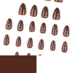 press on nails marron glossy pois blancs tendance