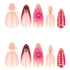 ongles amande nail art fleurs 3d tendance