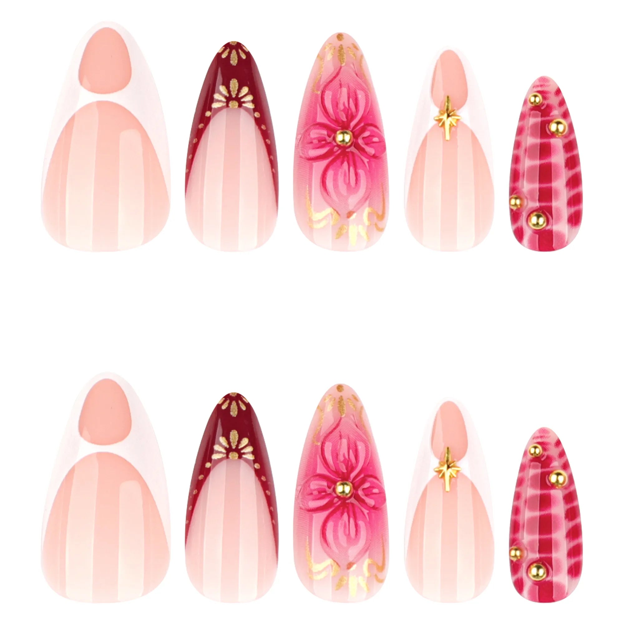 ongles amande nail art fleurs 3d tendance