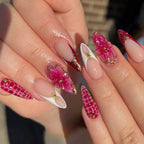 faux ongles nail art framboise fleurs 3d press on nails