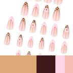 press on nails nude rose french leopard tendance