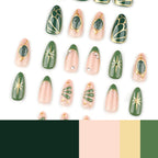 press on nails vert olive nude nail art doré tendance