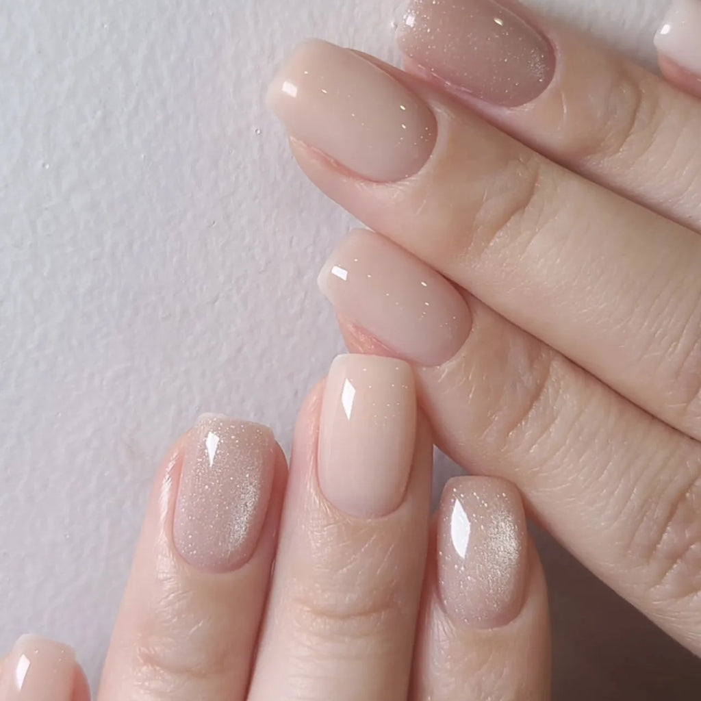 faux ongles nude champagne press on nails courts