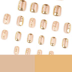 press on nails nude irisé avec détails dorés effet métal