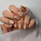 faux ongles nail art doré nude rosé irisé press on nails